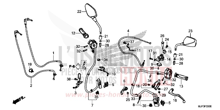 LEVIER DE GUIDON/COMMUTATEUR/CABLE (CRF1000/CRF1000A) de Africa Twin VICTORY RED (R334B) 2017